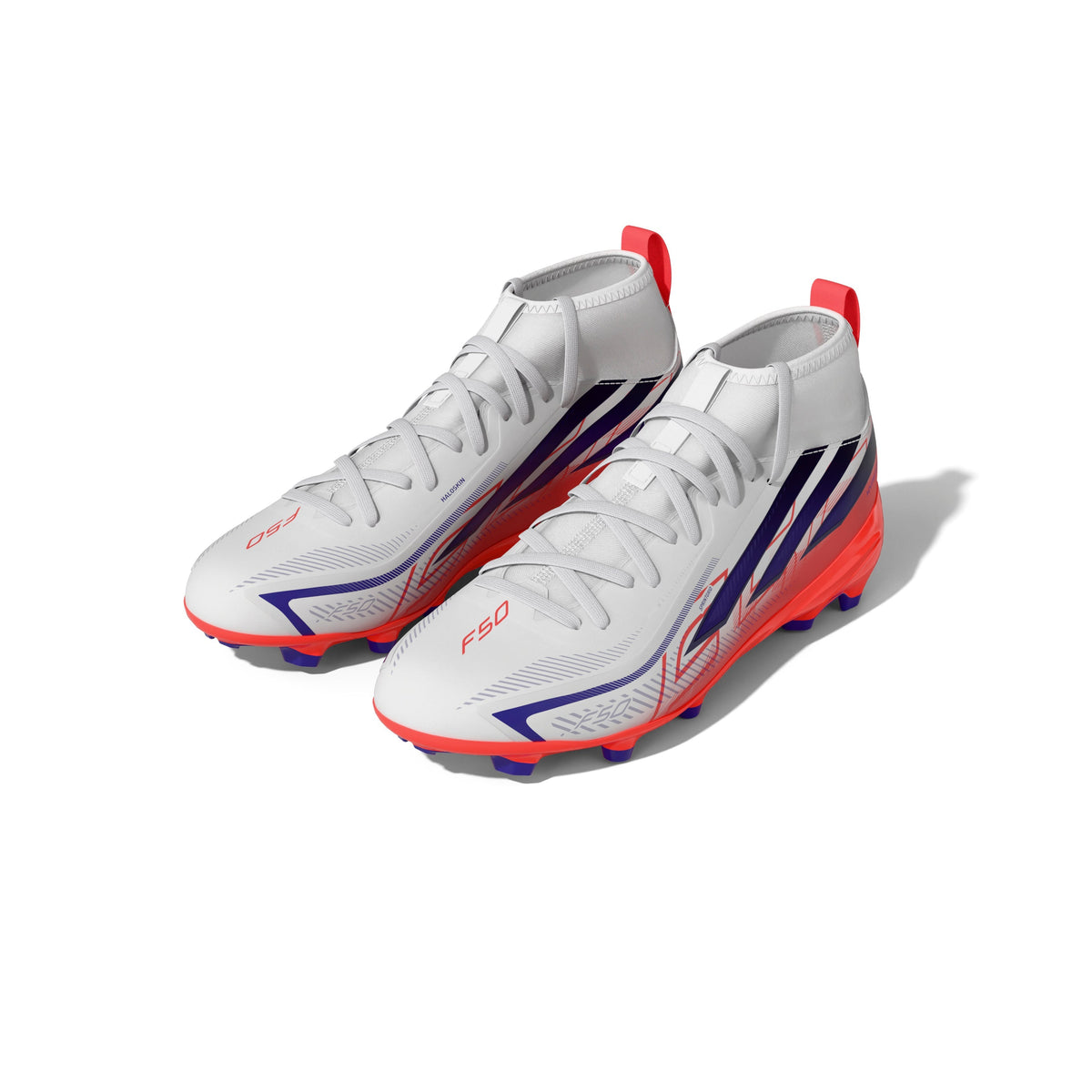 2026 New Arrival adidas F50 Hyperfast League Mid Firm Ground Youth Soccer Cleats - White/Purple wholesalehk.shop