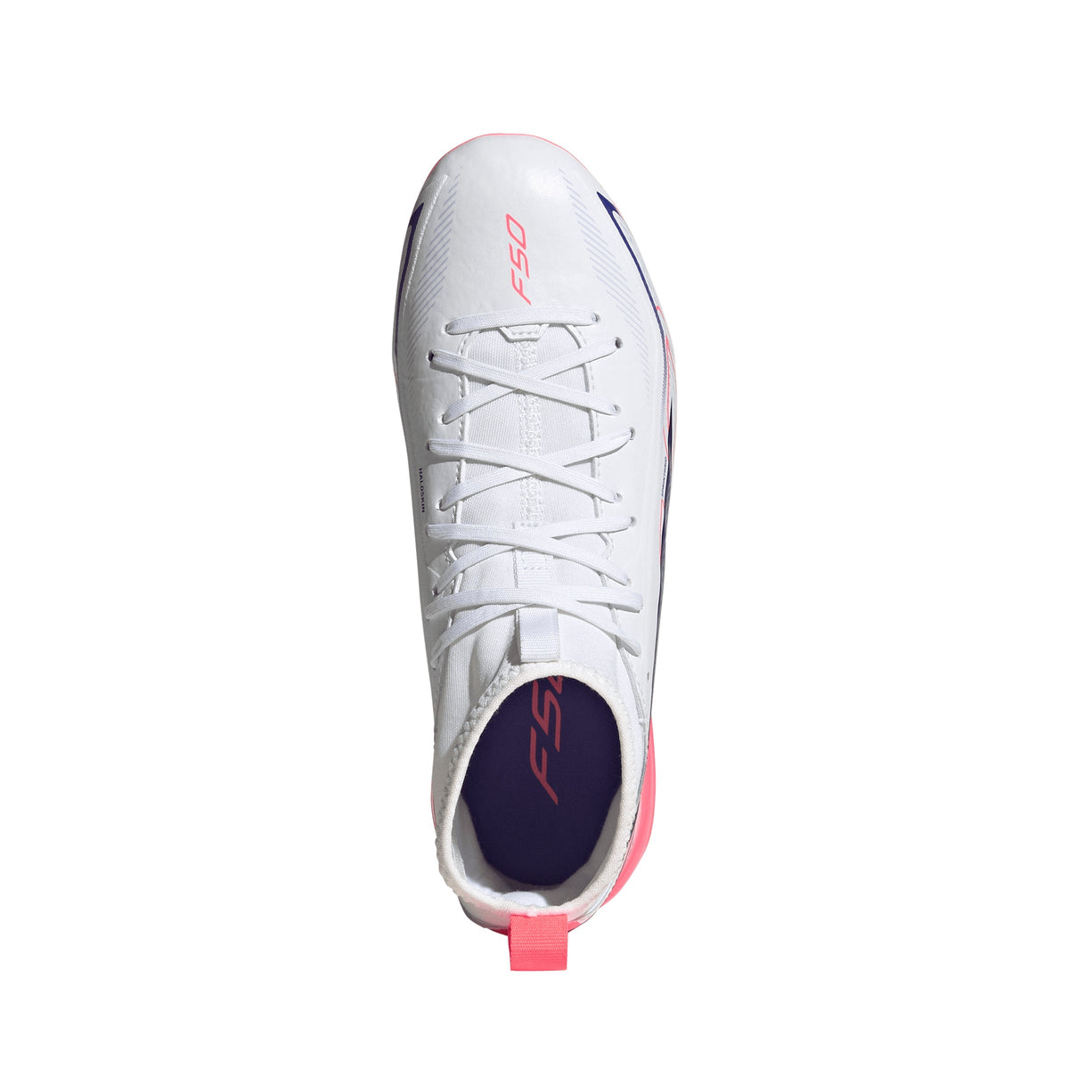 2026 New Arrival adidas F50 Hyperfast League Mid Firm Ground Youth Soccer Cleats - White/Purple wholesalehk.shop