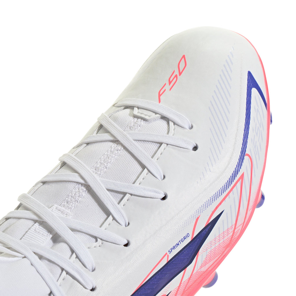 2026 New Arrival adidas F50 Hyperfast League Mid Firm Ground Youth Soccer Cleats - White/Purple wholesalehk.shop