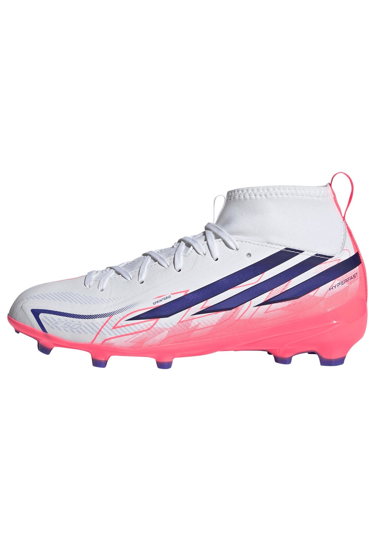 2026 New Arrival adidas F50 Hyperfast League Mid Firm Ground Youth Soccer Cleats - White/Purple wholesalehk.shop