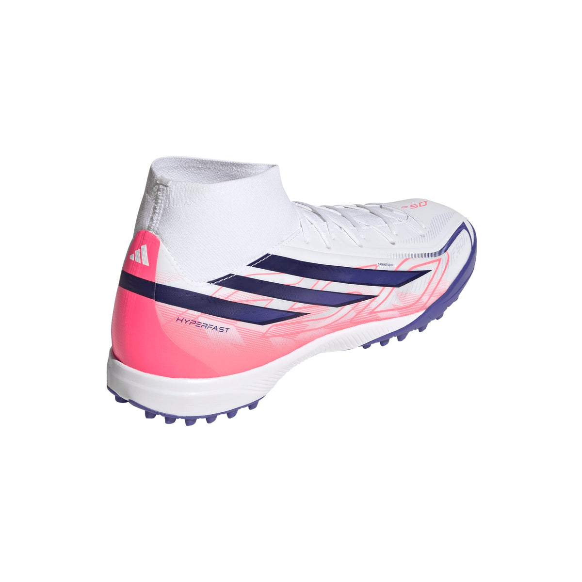 2026 New Arrival adidas F50 Hyperfast League Mid Turf Men's Soccer Cleats - White/Purple/Solar Turbo wholesalehk.shop