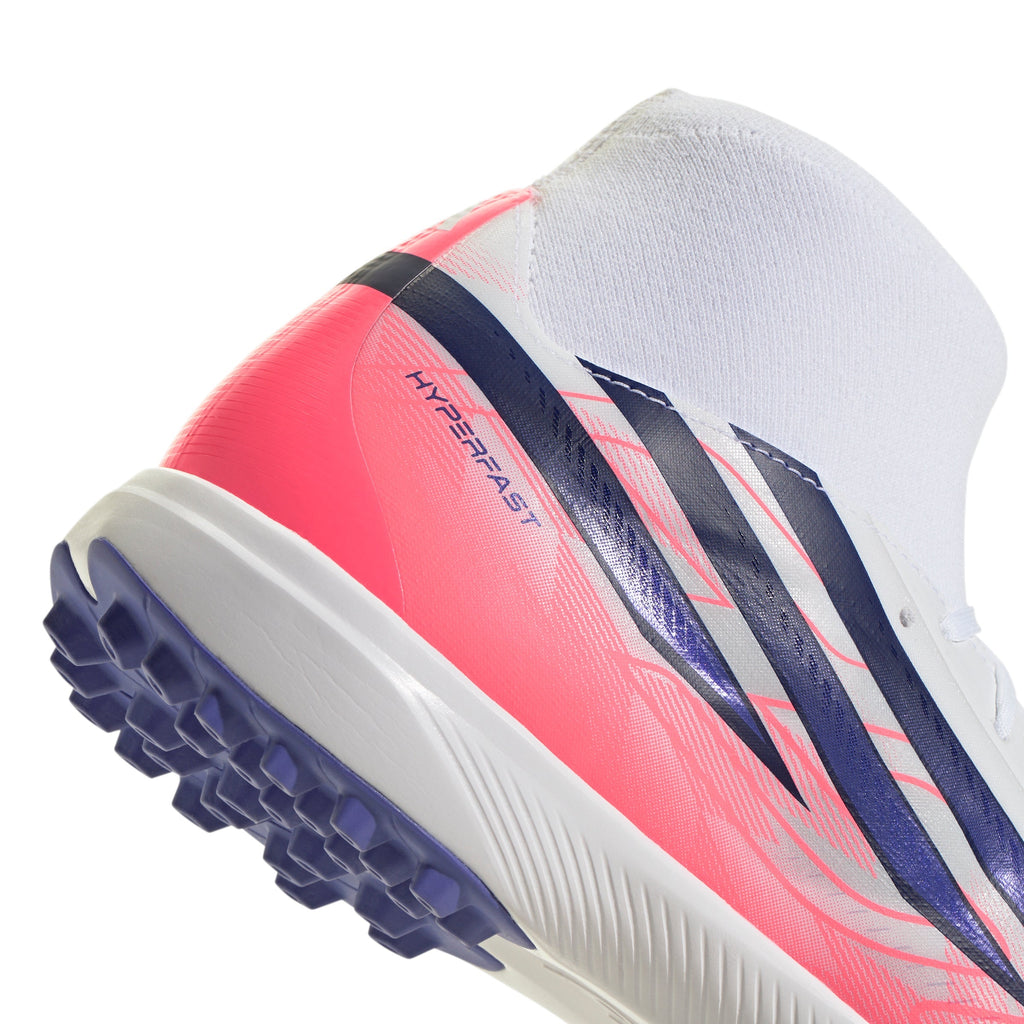 2026 New Arrival adidas F50 Hyperfast League Mid Turf Men's Soccer Cleats - White/Purple/Solar Turbo wholesalehk.shop