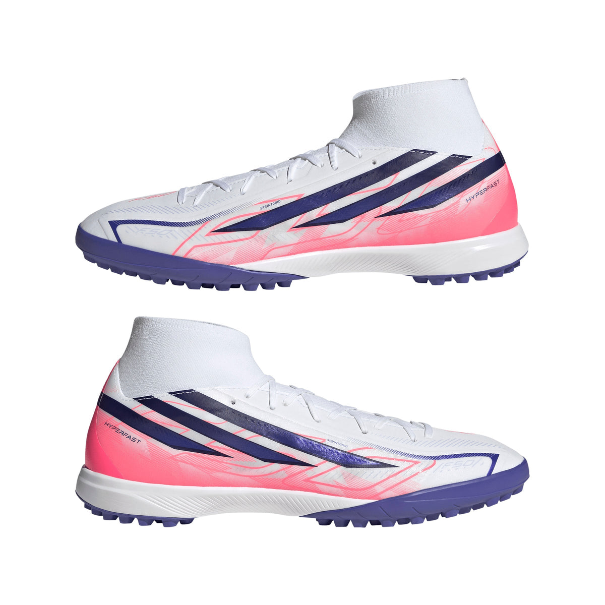 2026 New Arrival adidas F50 Hyperfast League Mid Turf Men's Soccer Cleats - White/Purple/Solar Turbo wholesalehk.shop