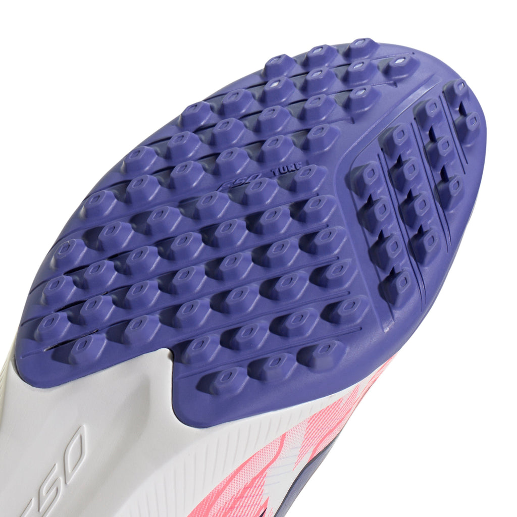 2026 New Arrival adidas F50 Hyperfast League Mid Turf Men's Soccer Cleats - White/Purple/Solar Turbo wholesalehk.shop
