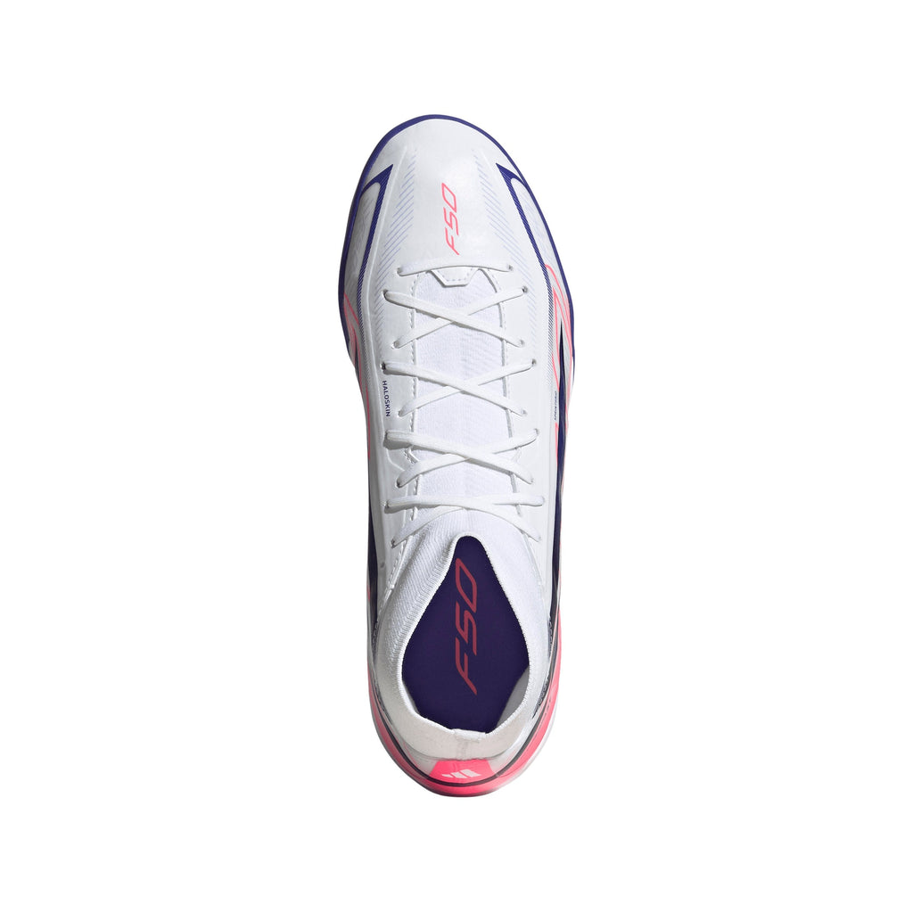 2026 New Arrival adidas F50 Hyperfast League Mid Turf Men's Soccer Cleats - White/Purple/Solar Turbo wholesalehk.shop