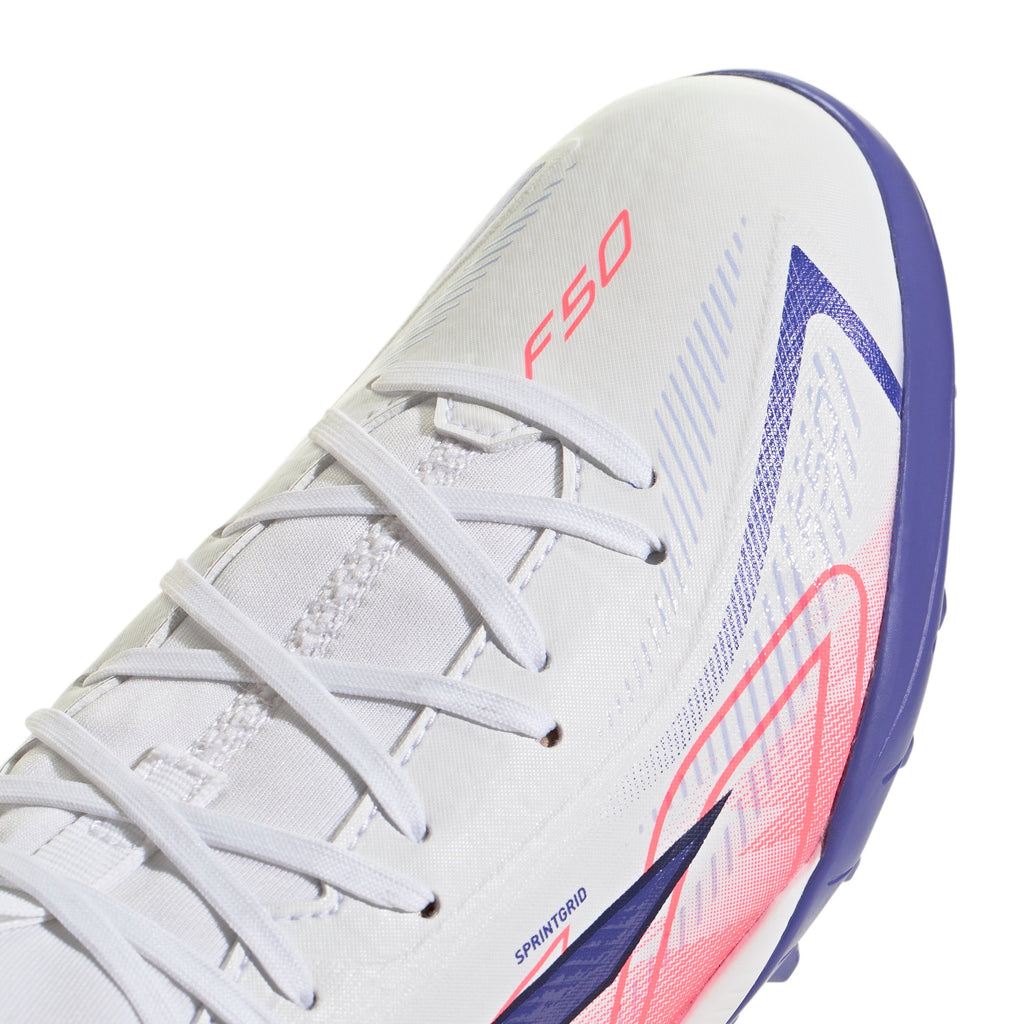 2026 New Arrival adidas F50 Hyperfast League Mid Turf Youth Soccer Cleats - White/Purple wholesalehk.shop