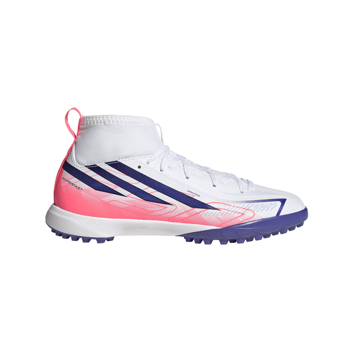 2026 New Arrival adidas F50 Hyperfast League Mid Turf Youth Soccer Cleats - White/Purple wholesalehk.shop