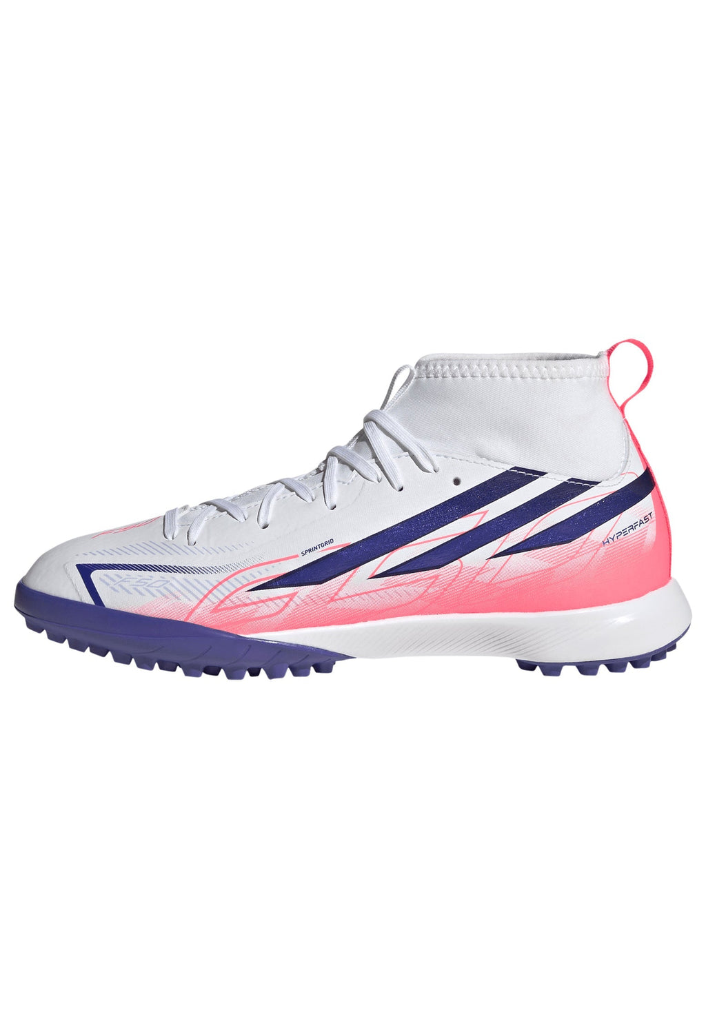 2026 New Arrival adidas F50 Hyperfast League Mid Turf Youth Soccer Cleats - White/Purple wholesalehk.shop