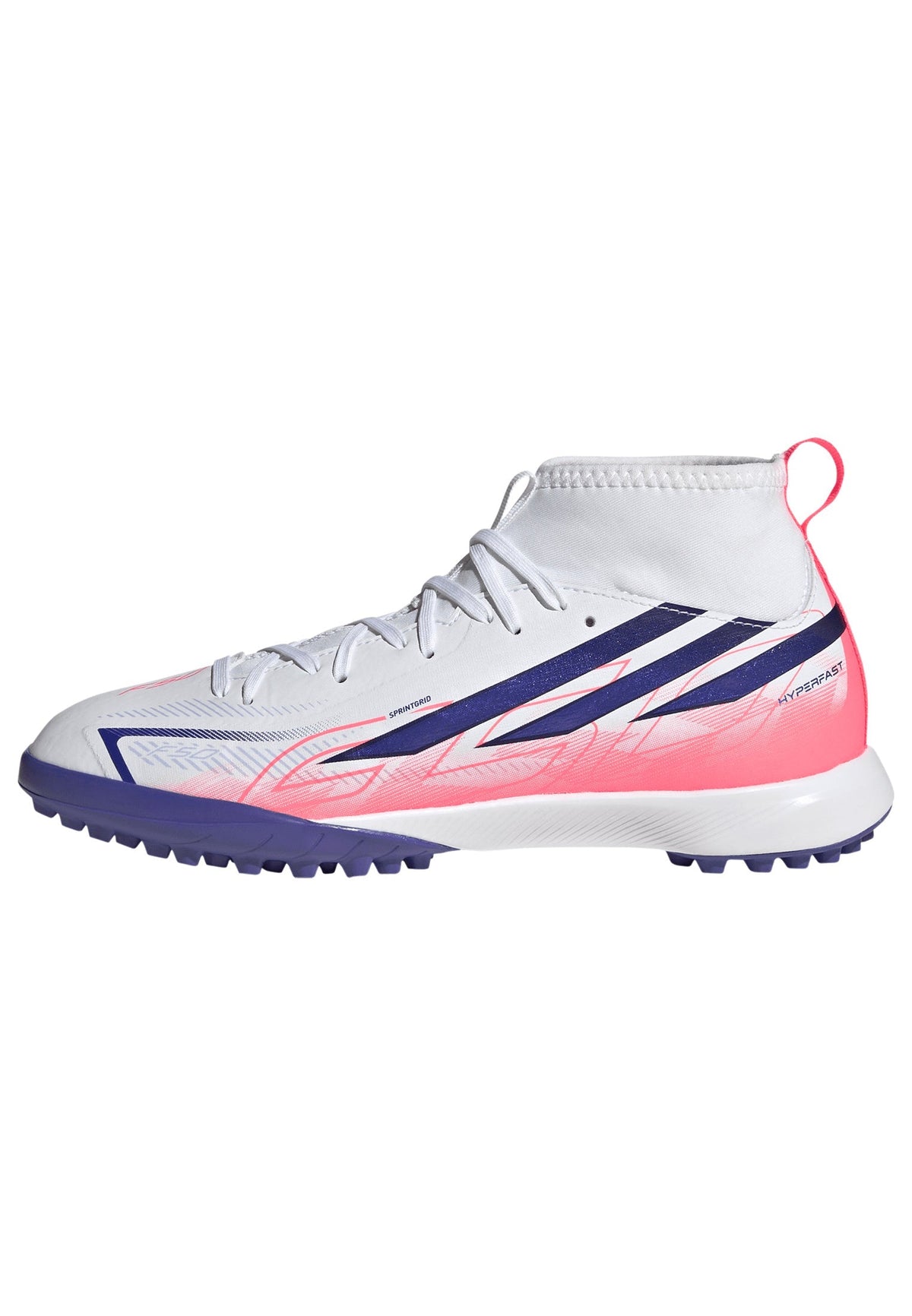2026 New Arrival adidas F50 Hyperfast League Mid Turf Youth Soccer Cleats - White/Purple wholesalehk.shop