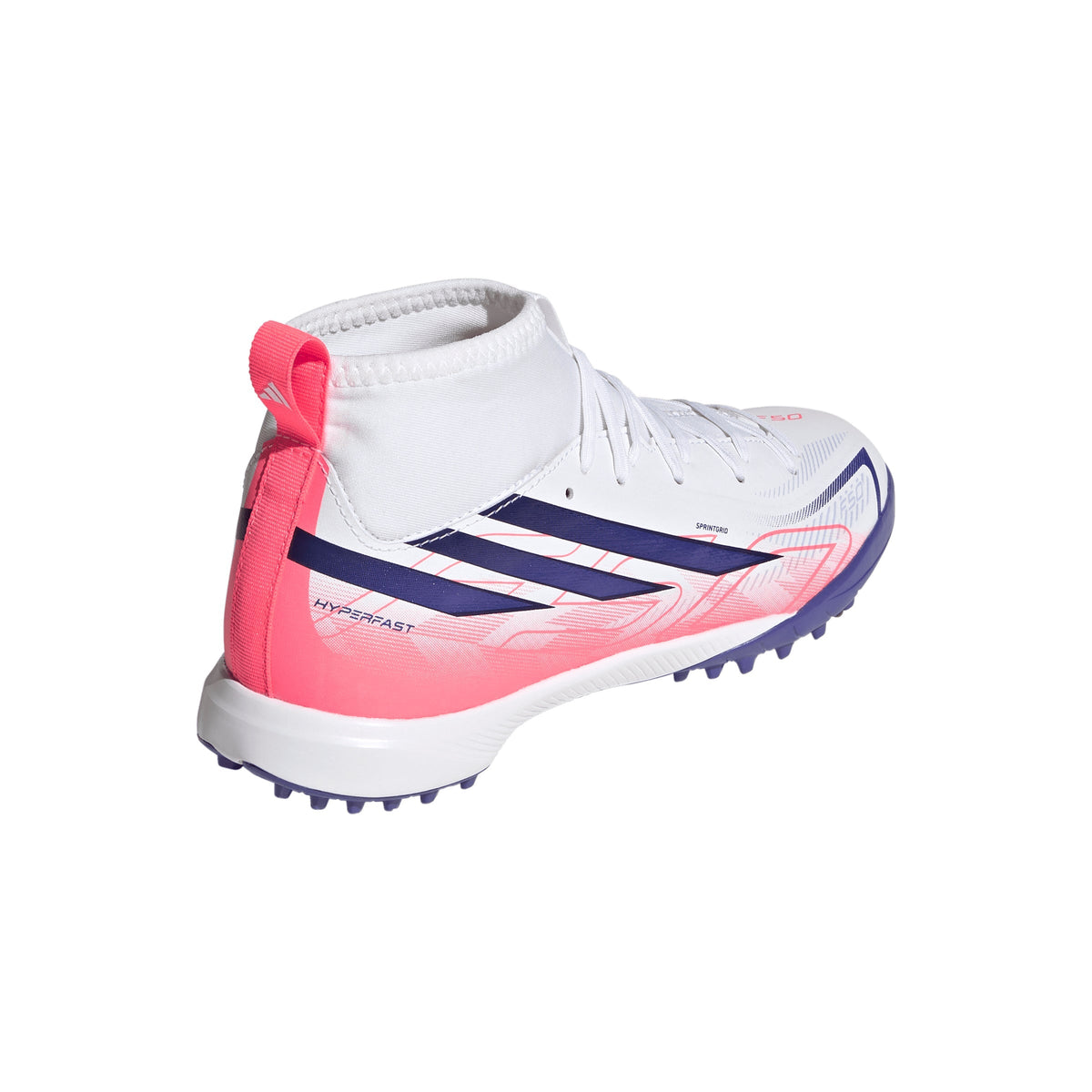 2026 New Arrival adidas F50 Hyperfast League Mid Turf Youth Soccer Cleats - White/Purple wholesalehk.shop