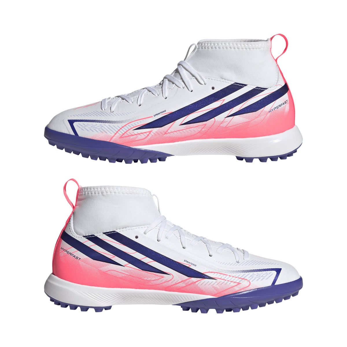 2026 New Arrival adidas F50 Hyperfast League Mid Turf Youth Soccer Cleats - White/Purple wholesalehk.shop