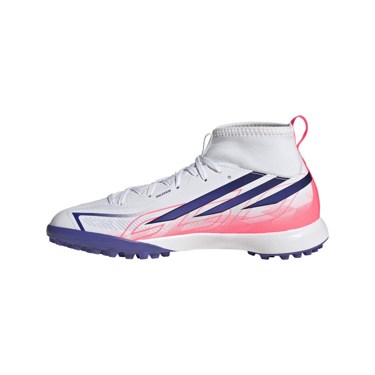 2026 New Arrival adidas F50 Hyperfast League Mid Turf Youth Soccer Cleats - White/Purple wholesalehk.shop