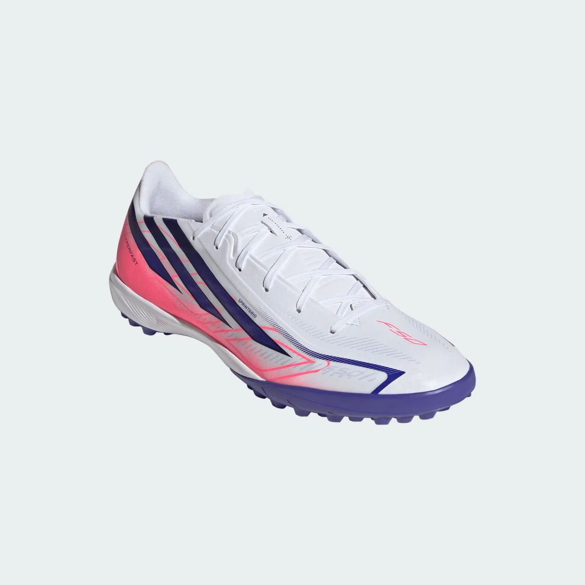 2026 New Arrival adidas F50 Hyperfast League TF Turf Men's Soccer Cleats - White/Purple/Solar Turbo wholesalehk.shop