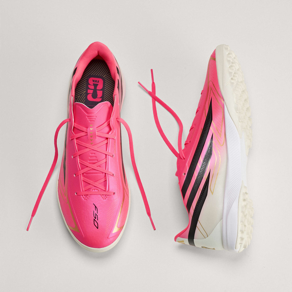 2026 New Arrival adidas F50 Hyperfast League Turf Men's Soccer Cleats - Turquesa/Black/Gold wholesalehk.shop