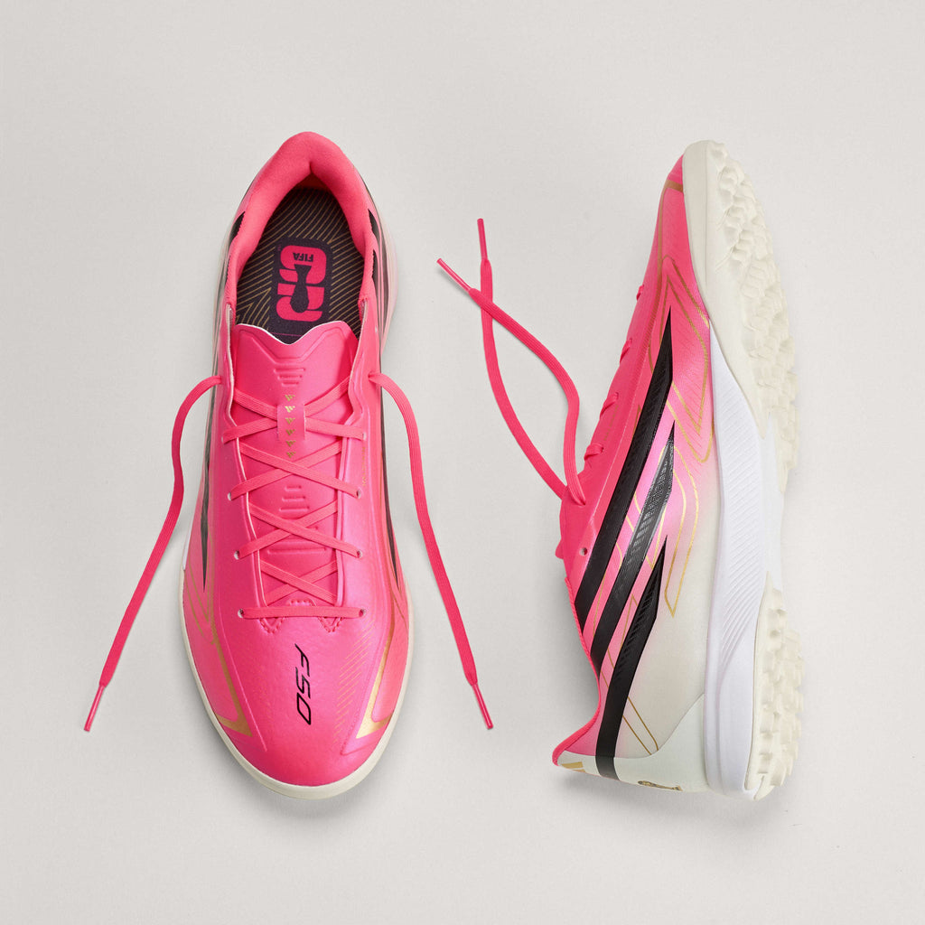 2026 New Arrival adidas F50 Hyperfast League Turf Men's Soccer Cleats - Turquesa/Black/Gold wholesalehk.shop