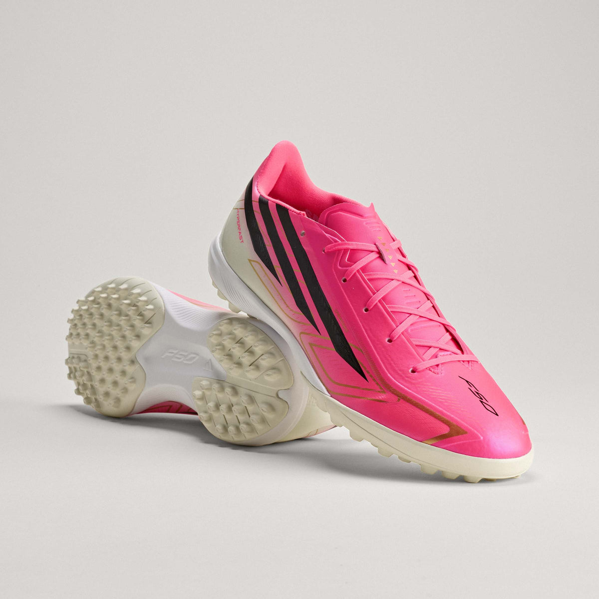 2026 New Arrival adidas F50 Hyperfast League Turf Men's Soccer Cleats - Turquesa/Black/Gold wholesalehk.shop