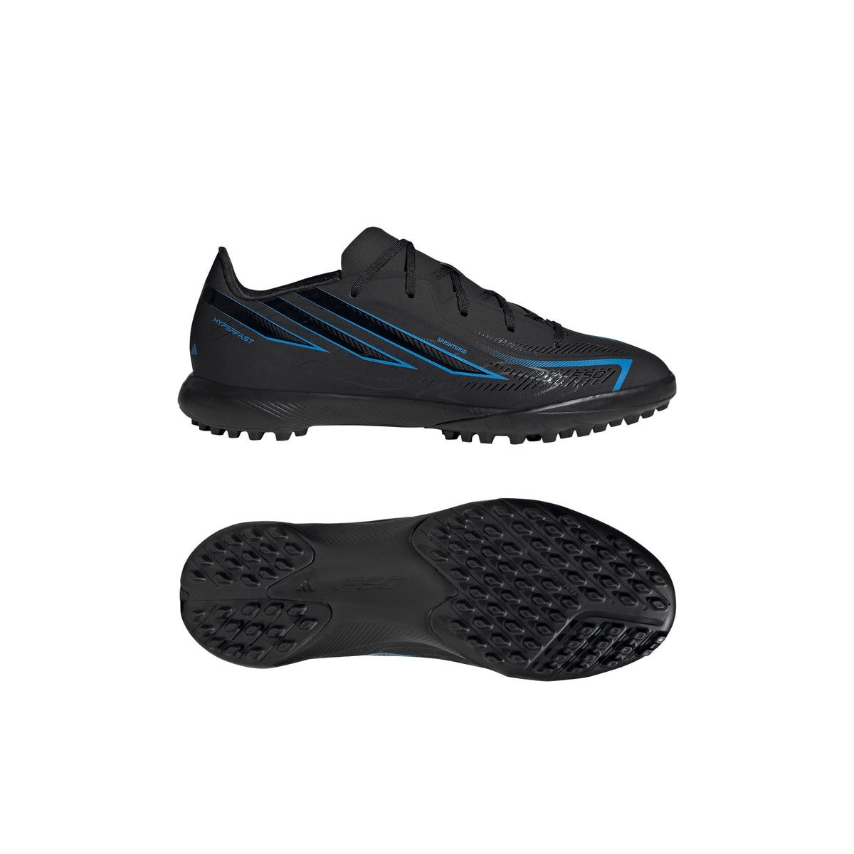 2026 New Arrival adidas F50 Hyperfast League Turf Youth Soccer Cleats - Black/Black/Blue wholesalehk.shop