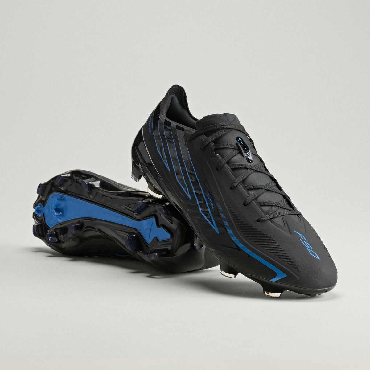 2026 New Arrival adidas F50 Hyperfast Pro Firm Ground Men's Soccer Cleats - Black/Black/Blue wholesalehk.shop