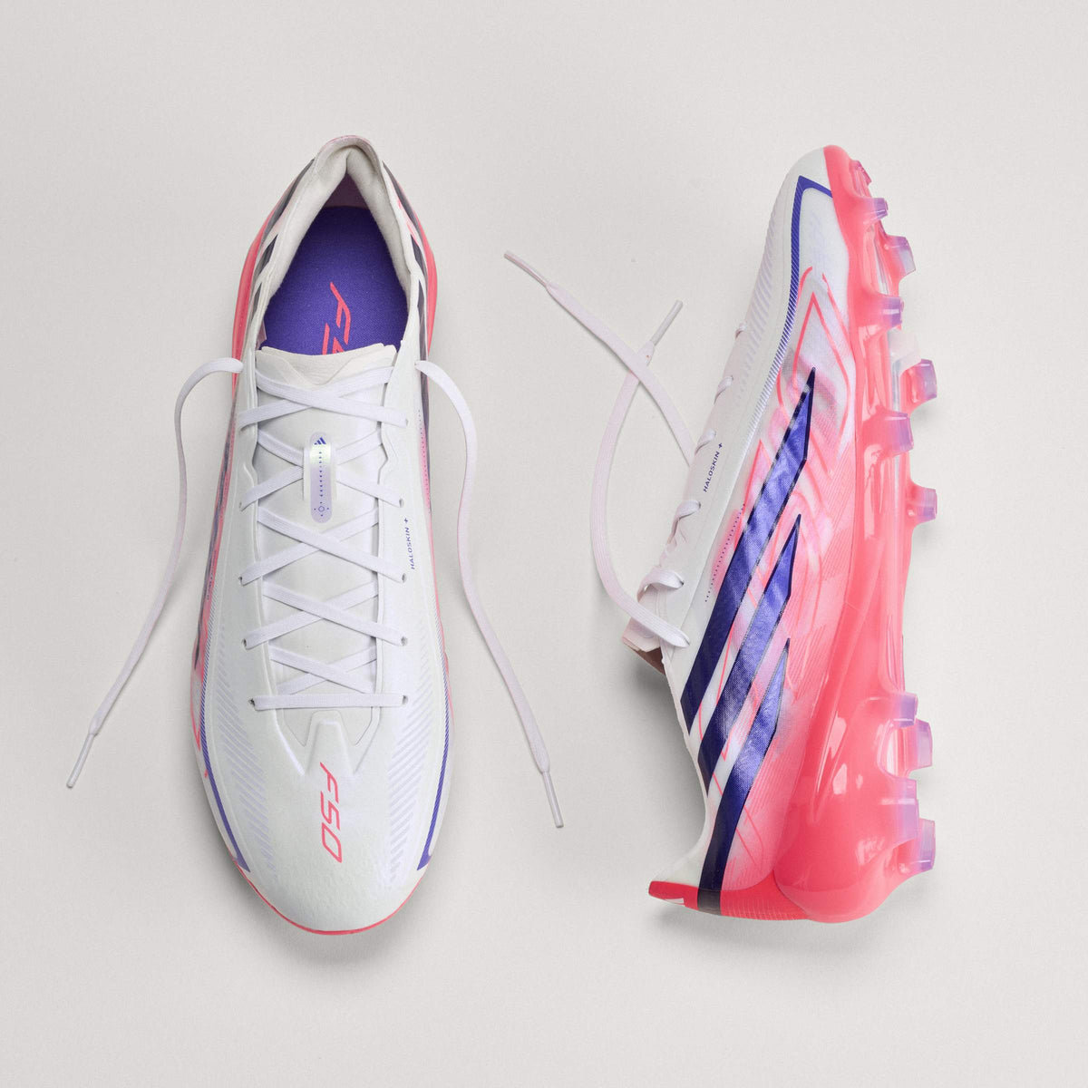 2026 New Arrival adidas F50 Hyperfast Pro Firm Ground Men's Soccer Cleats - White/Purple wholesalehk.shop