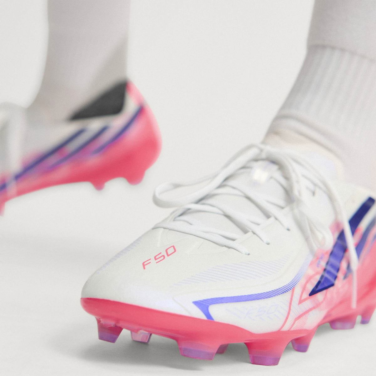 2026 New Arrival adidas F50 Hyperfast Pro Firm Ground Men's Soccer Cleats - White/Purple wholesalehk.shop