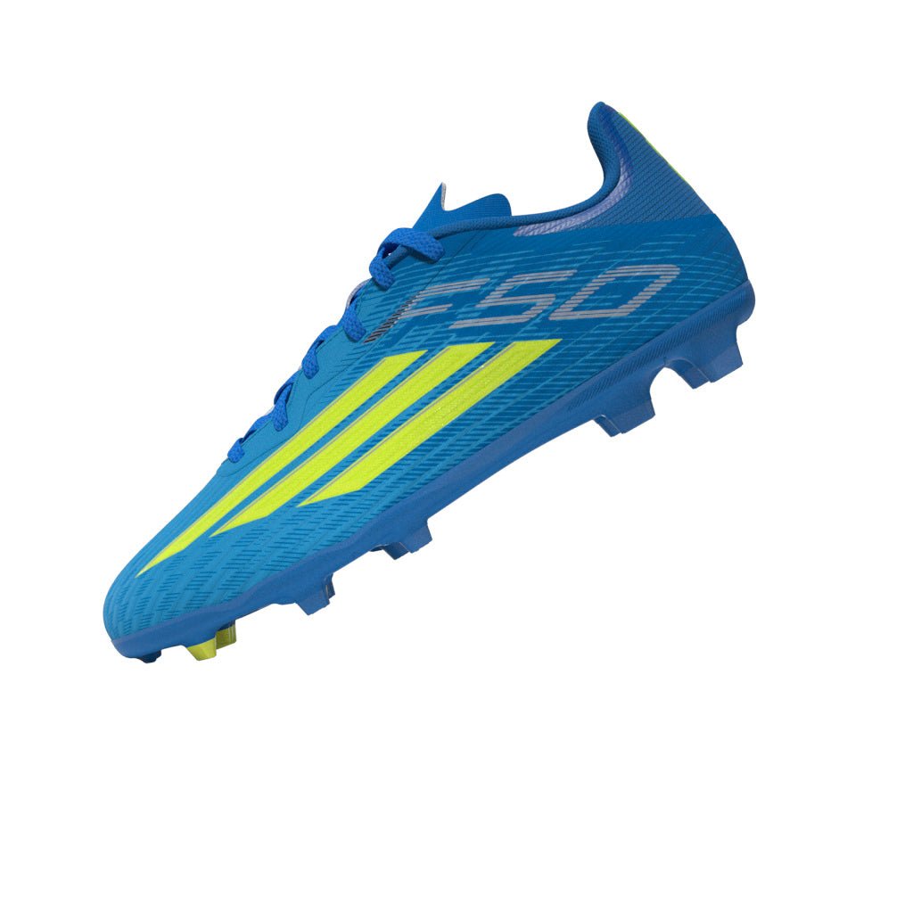 2026 New Arrival adidas F50 League FG/MG Firm Ground/Multi Ground Youth Soccer Cleats - Blue/Yellow/Aqua wholesalehk.shop