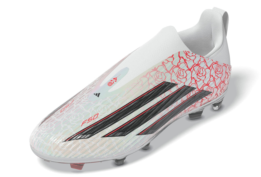 2026 New Arrival adidas F50 League Laceless FG Firm Ground Youth Soccer Cleats - White/Black/Red wholesalehk.shop