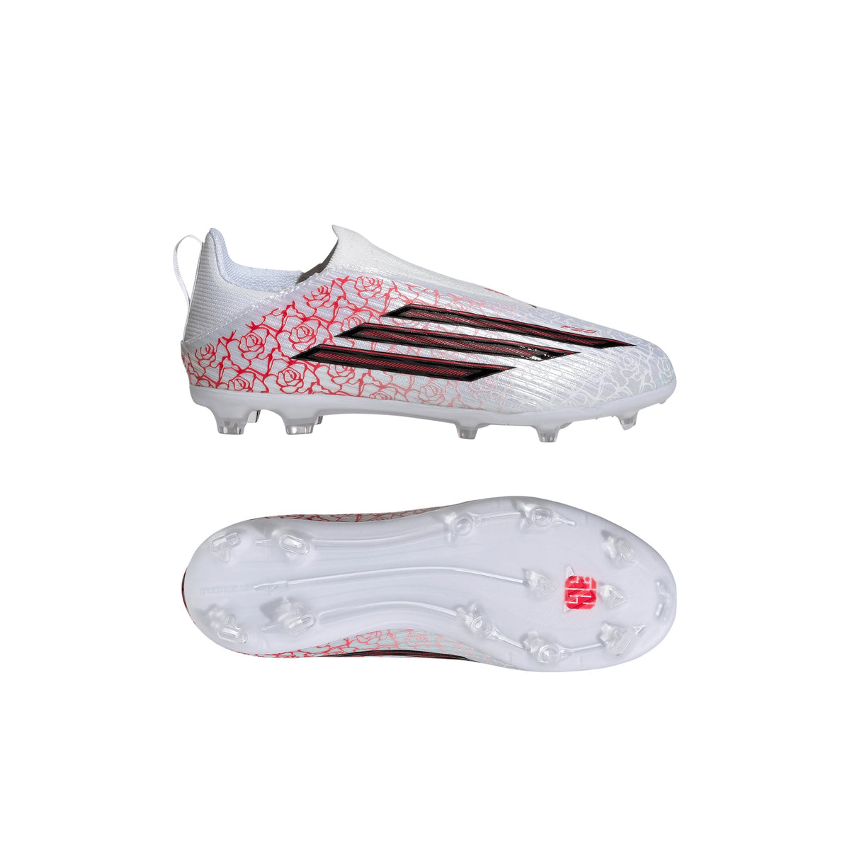 2026 New Arrival adidas F50 League Laceless FG Firm Ground Youth Soccer Cleats - White/Black/Red wholesalehk.shop