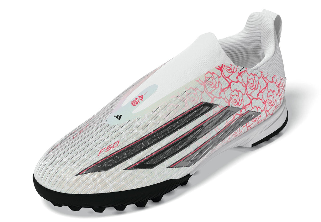 2026 New Arrival adidas F50 League Laceless TF Turf Youth Soccer Cleats - White/Black/Red wholesalehk.shop