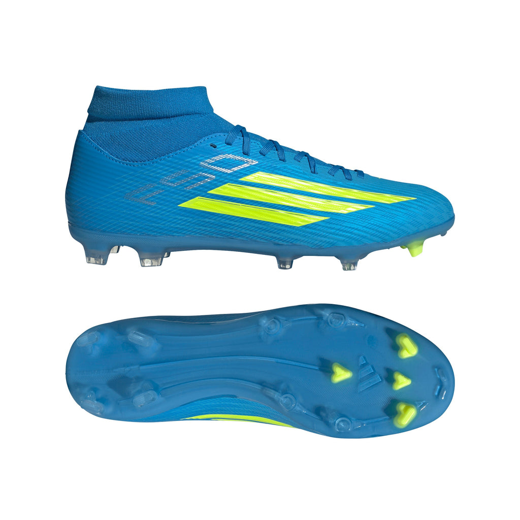 2026 New Arrival adidas F50 League Mid Cut FG/MG Firm Ground/Multi Ground Men's Soccer Cleats - Blue/Yellow/Aqua wholesalehk.shop