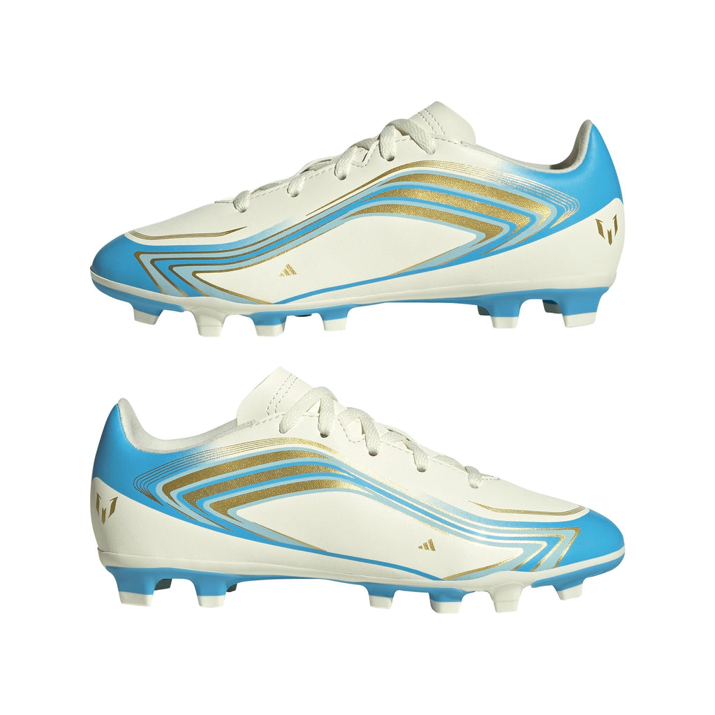 2026 New Arrival adidas F50 Messi Club FG/MG Firm Ground/Multi Ground Youth Soccer Cleats - Ivory/Blue wholesalehk.shop