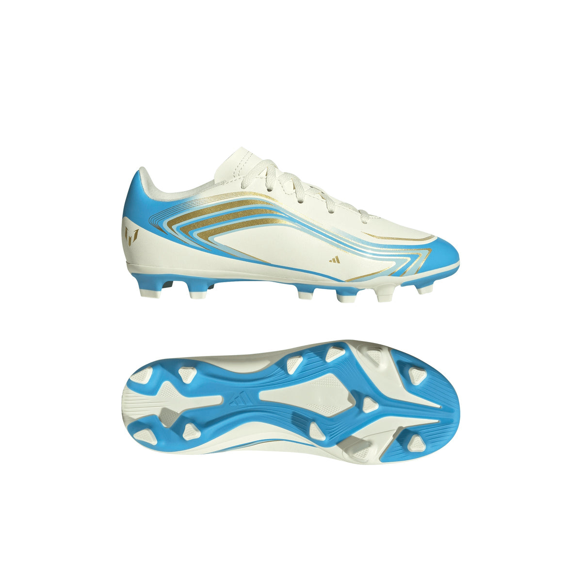 2026 New Arrival adidas F50 Messi Club FG/MG Firm Ground/Multi Ground Youth Soccer Cleats - Ivory/Blue wholesalehk.shop
