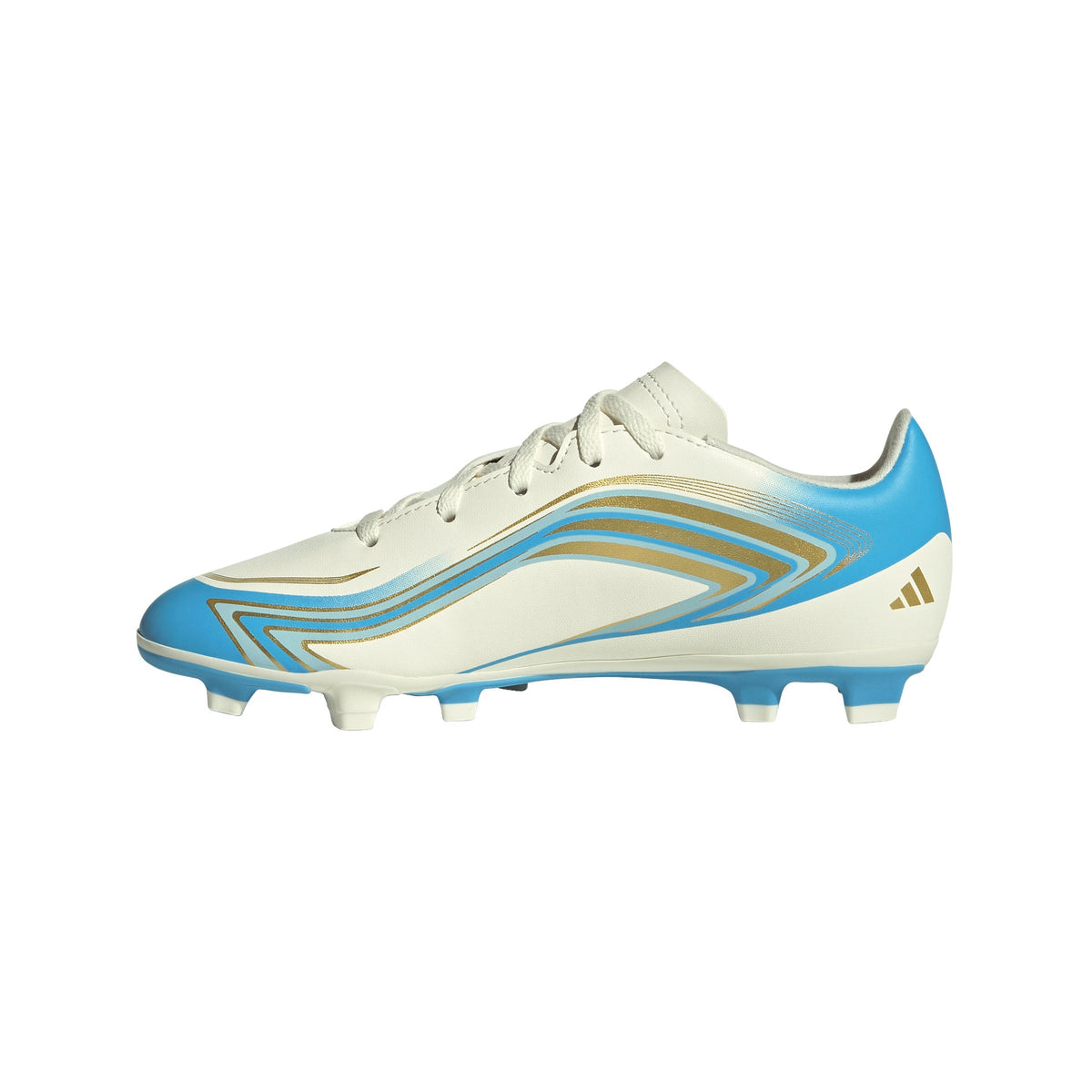 2026 New Arrival adidas F50 Messi Club FG/MG Firm Ground/Multi Ground Youth Soccer Cleats - Ivory/Blue wholesalehk.shop