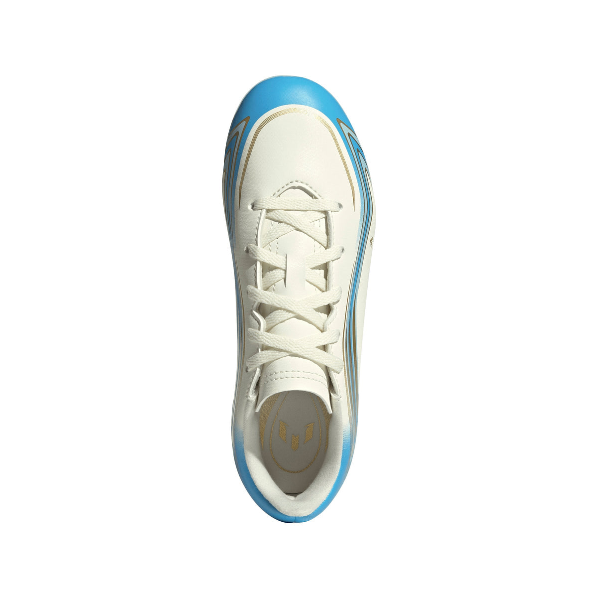 2026 New Arrival adidas F50 Messi Club FG/MG Firm Ground/Multi Ground Youth Soccer Cleats - Ivory/Blue wholesalehk.shop