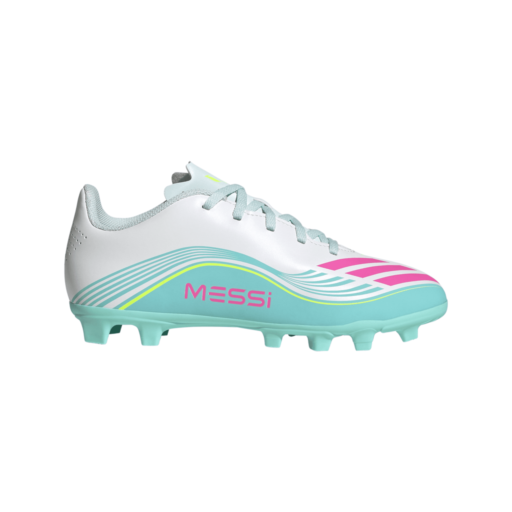 2026 New Arrival adidas F50 Messi Club Firm Ground/Multi Ground Youth Soccer Cleats - White/Pink/Aqua wholesalehk.shop