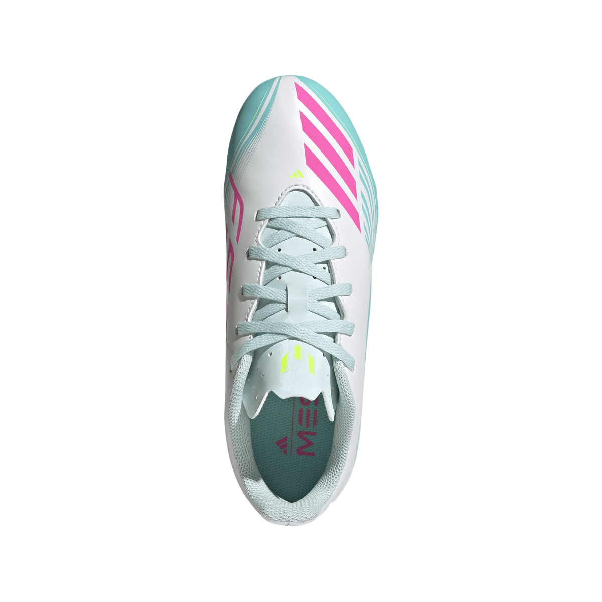 2026 New Arrival adidas F50 Messi Club Firm Ground/Multi Ground Youth Soccer Cleats - White/Pink/Aqua wholesalehk.shop