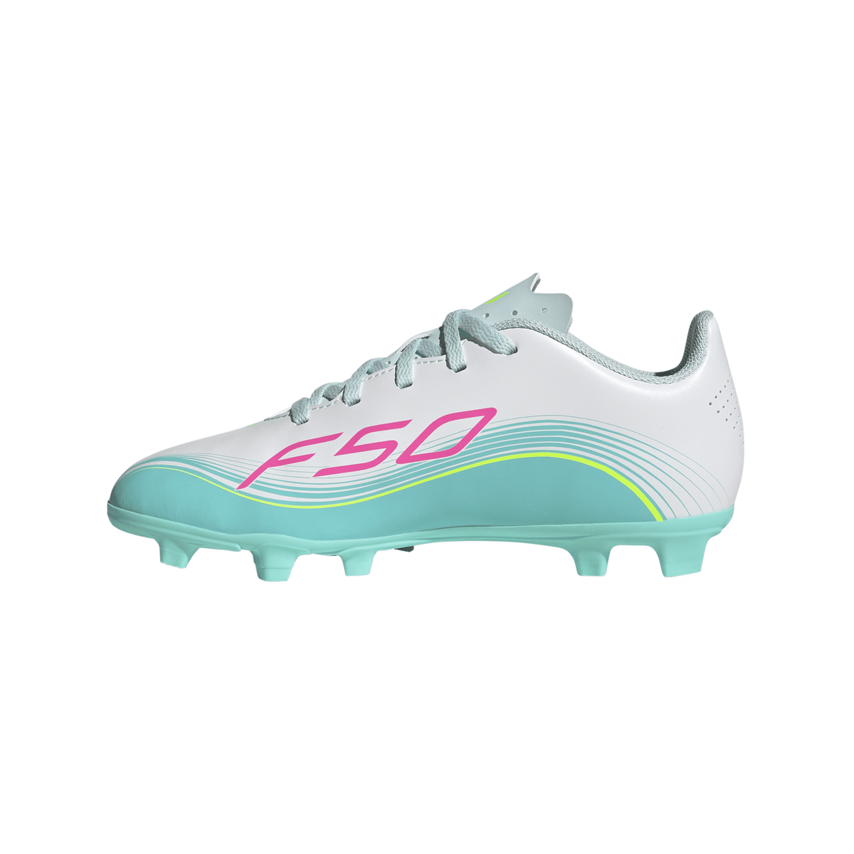 2026 New Arrival adidas F50 Messi Club Firm Ground/Multi Ground Youth Soccer Cleats - White/Pink/Aqua wholesalehk.shop
