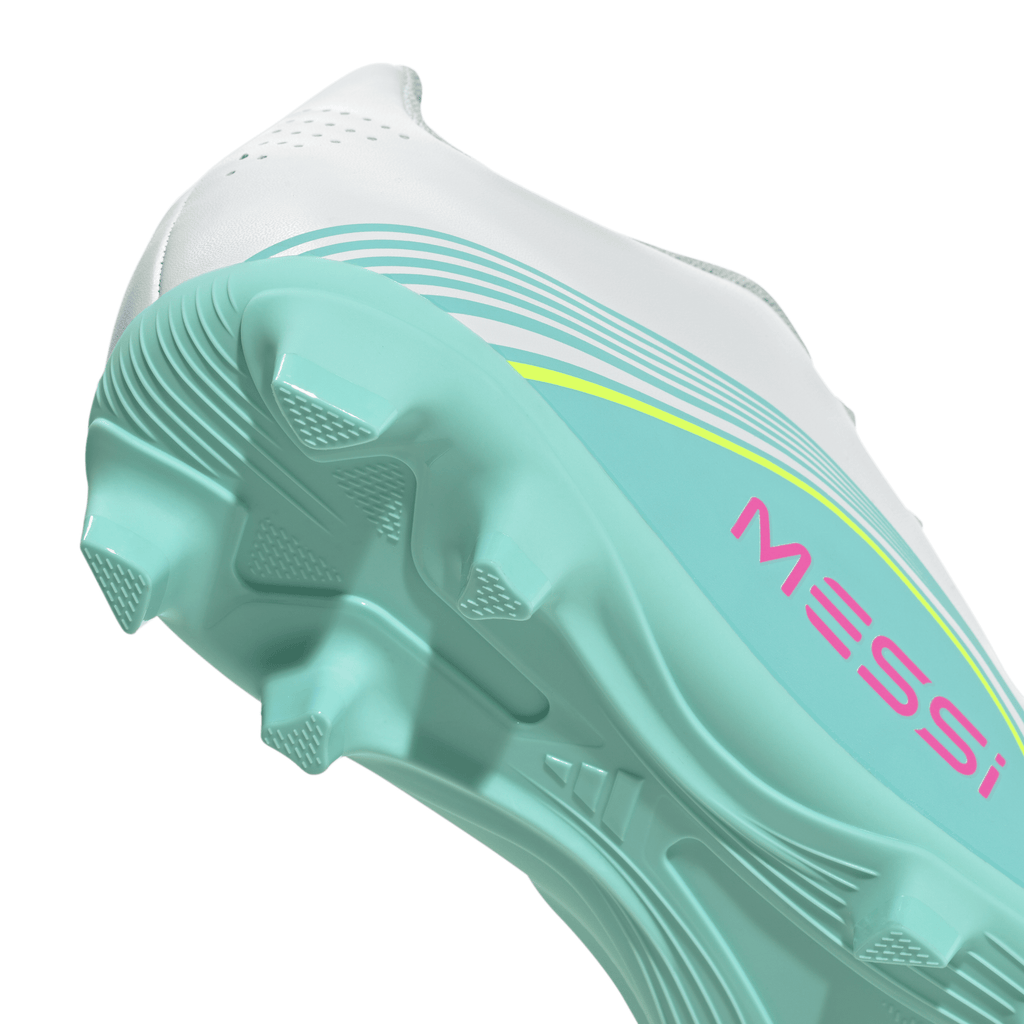 2026 New Arrival adidas F50 Messi Club Firm Ground/Multi Ground Youth Soccer Cleats - White/Pink/Aqua wholesalehk.shop