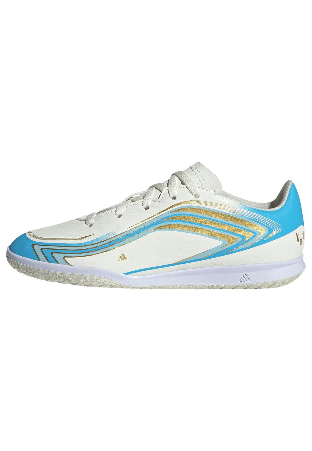 2026 New Arrival adidas F50 Messi Club IN Indoor Youth Soccer Shoes - Ivory/Blue wholesalehk.shop