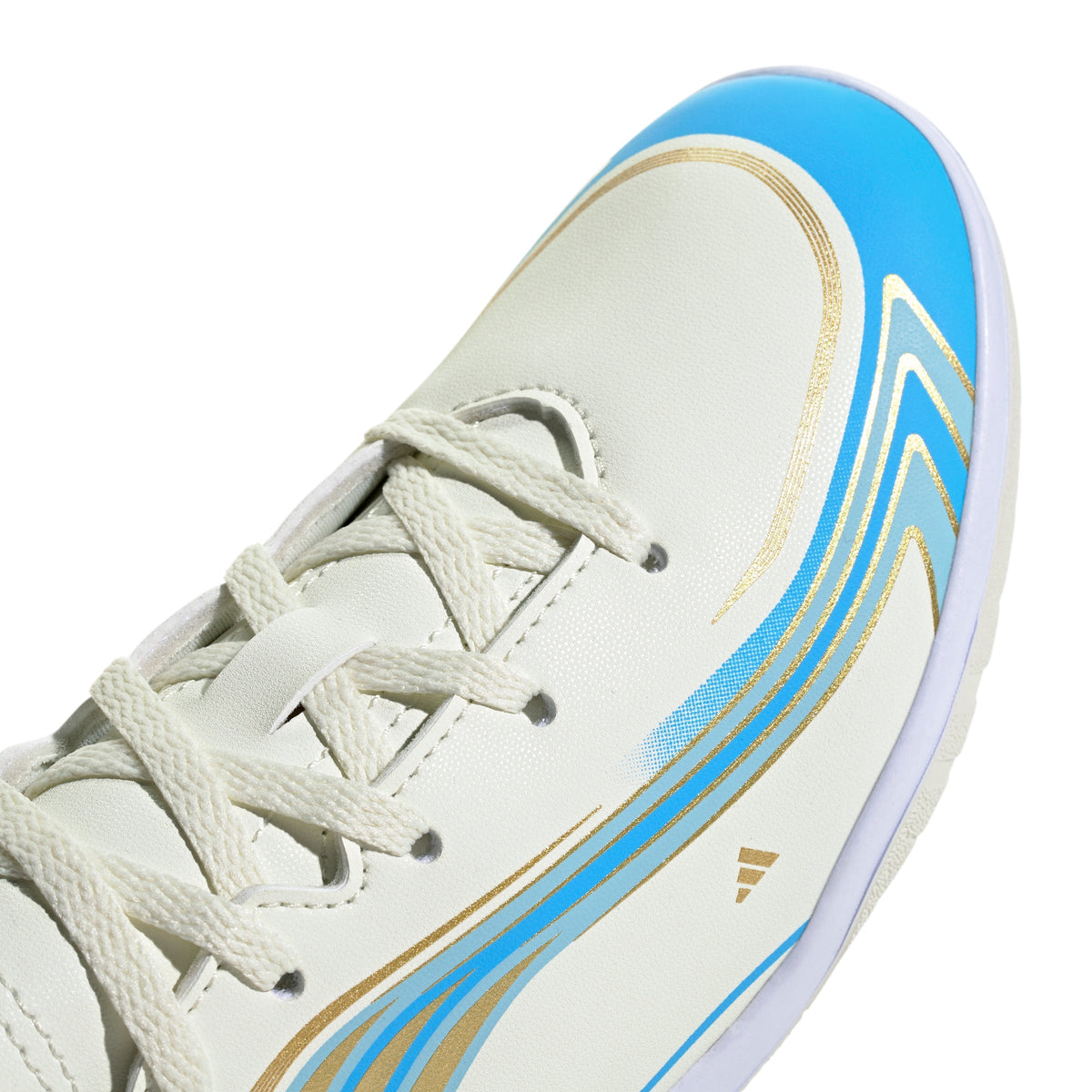 2026 New Arrival adidas F50 Messi Club IN Indoor Youth Soccer Shoes - Ivory/Blue wholesalehk.shop