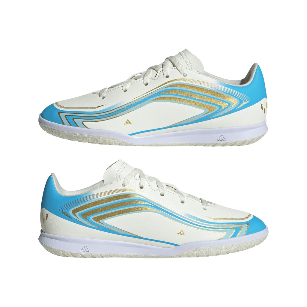 2026 New Arrival adidas F50 Messi Club IN Indoor Youth Soccer Shoes - Ivory/Blue wholesalehk.shop