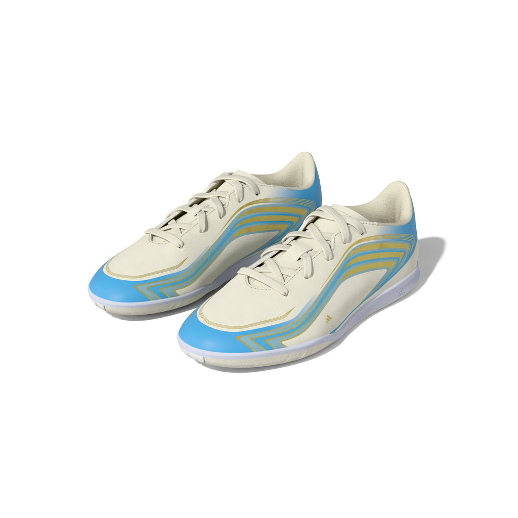 2026 New Arrival adidas F50 Messi Club IN Indoor Youth Soccer Shoes - Ivory/Blue wholesalehk.shop