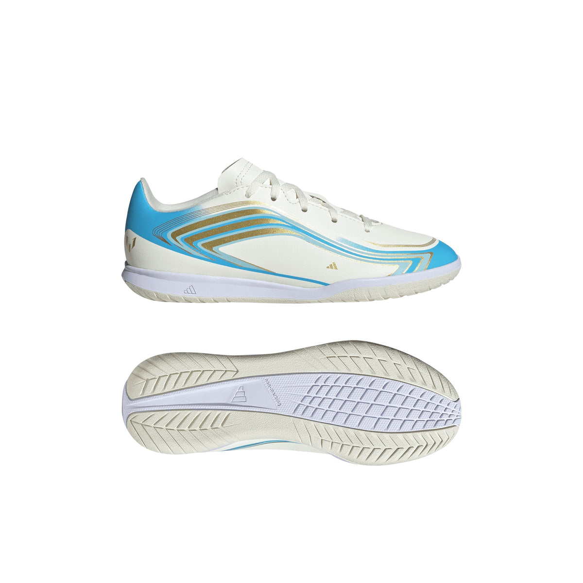 2026 New Arrival adidas F50 Messi Club IN Indoor Youth Soccer Shoes - Ivory/Blue wholesalehk.shop