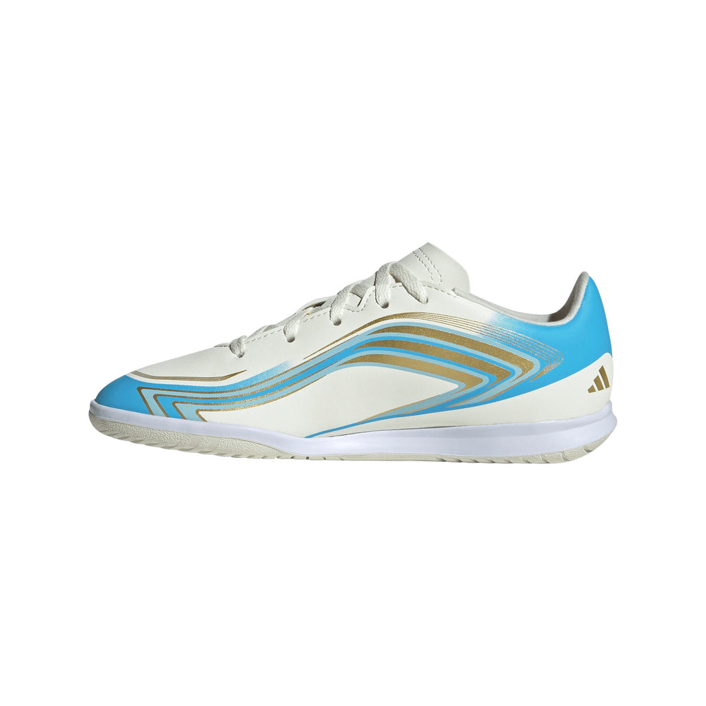 2026 New Arrival adidas F50 Messi Club IN Indoor Youth Soccer Shoes - Ivory/Blue wholesalehk.shop