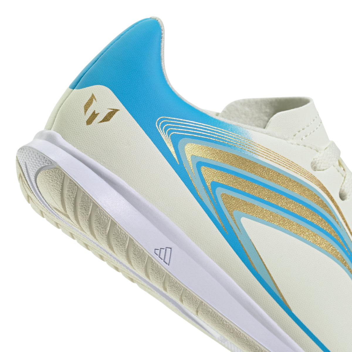 2026 New Arrival adidas F50 Messi Club IN Indoor Youth Soccer Shoes - Ivory/Blue wholesalehk.shop