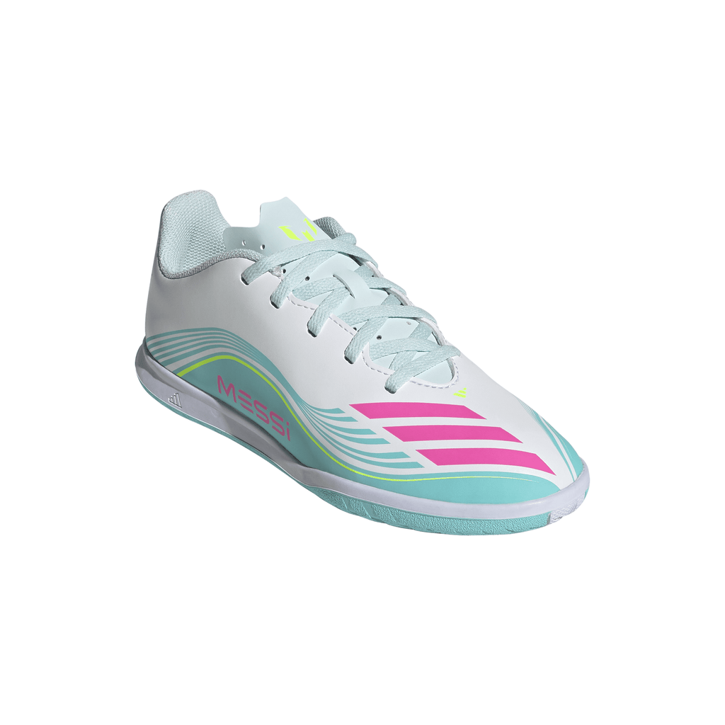 2026 New Arrival adidas F50 Messi Club IN Indoor Youth Soccer Shoes - White/Pink/Aqua wholesalehk.shop
