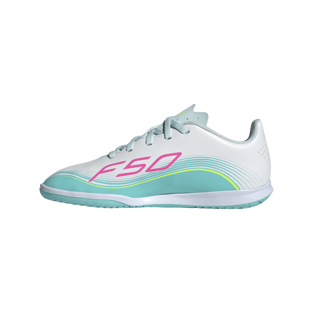 2026 New Arrival adidas F50 Messi Club IN Indoor Youth Soccer Shoes - White/Pink/Aqua wholesalehk.shop