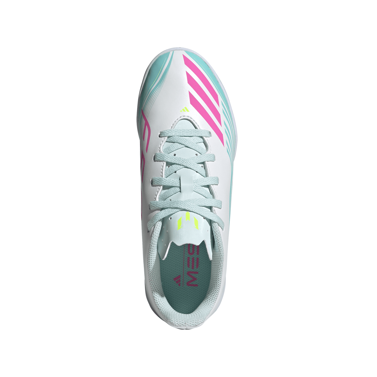 2026 New Arrival adidas F50 Messi Club IN Indoor Youth Soccer Shoes - White/Pink/Aqua wholesalehk.shop