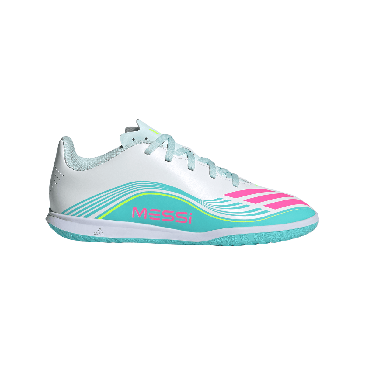 2026 New Arrival adidas F50 Messi Club IN Indoor Youth Soccer Shoes - White/Pink/Aqua wholesalehk.shop