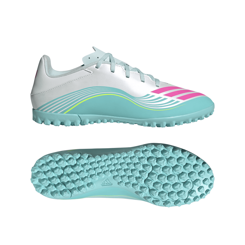 2026 New Arrival adidas F50 Messi Club TF Turf Men's Soccer Cleats - White/Pink/Aqua wholesalehk.shop