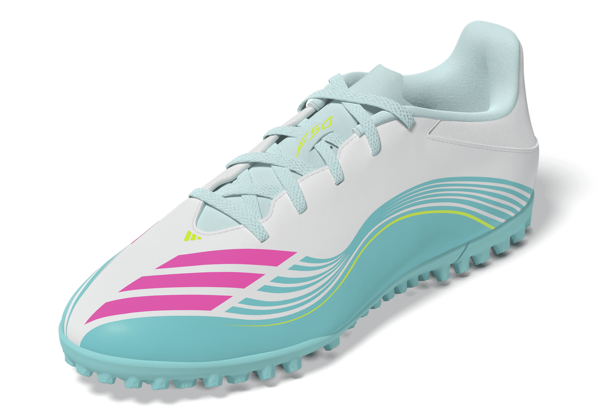 2026 New Arrival adidas F50 Messi Club TF Turf Men's Soccer Cleats - White/Pink/Aqua wholesalehk.shop